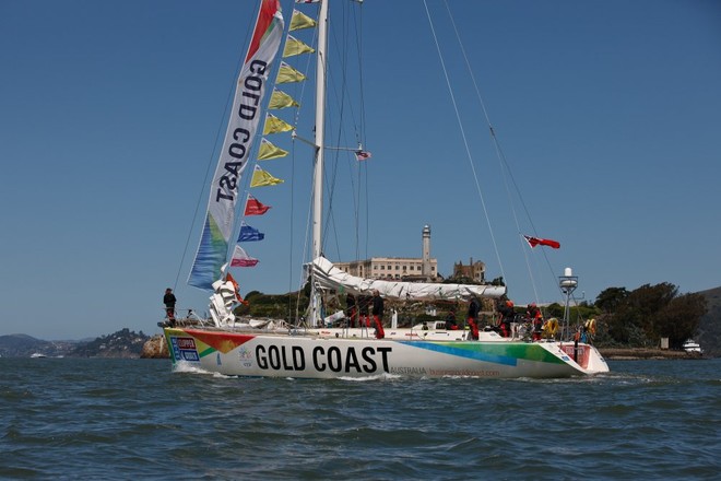 The Clipper Race fleet left Jack London Square in Oakland on 14 April to start Race 10, to Panama, escorted by US Coast Guard cutter Sockeye - Clipper 11-12 Round the World Yacht Race  © Abner Kingman/onEdition